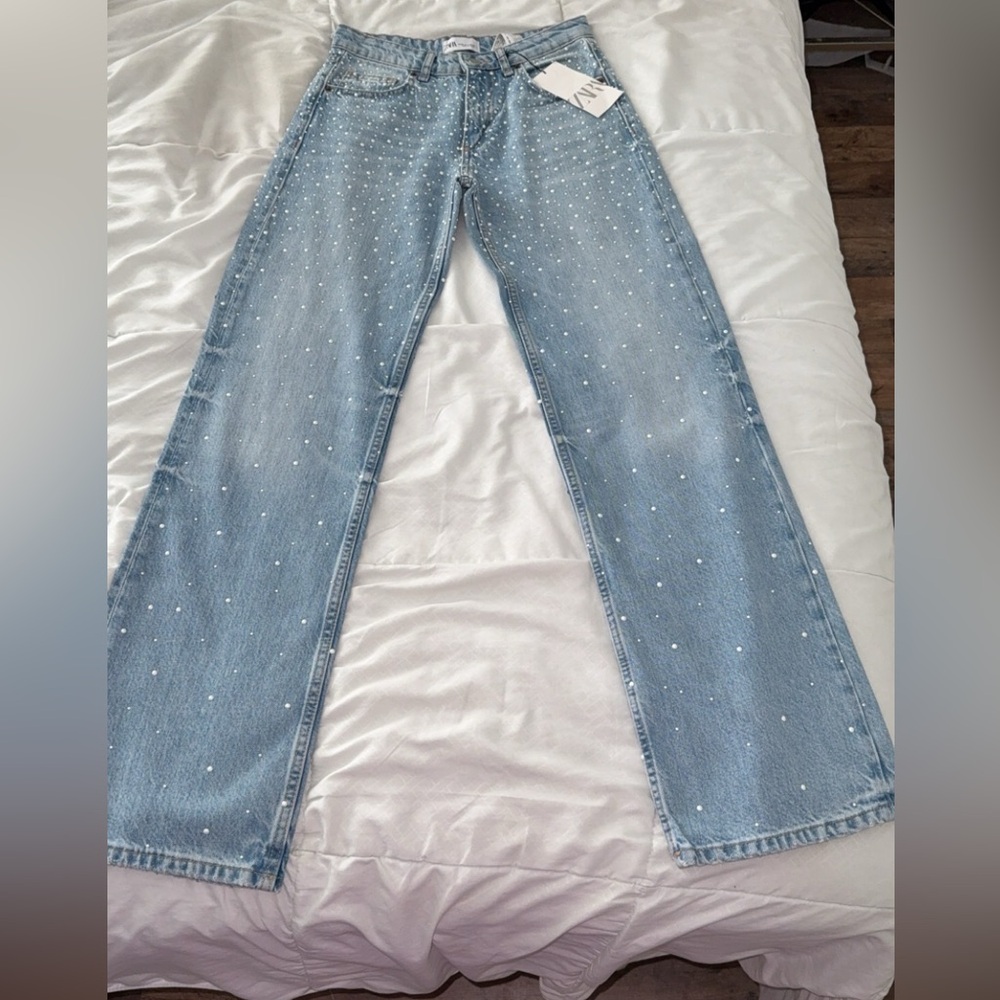 Zara Blue Straight Leg Jeans Timeless Style - Picture 5 of 5